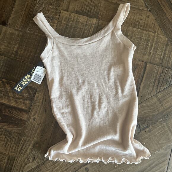 Vintage Y2K Sheer Baby Tank Top 90s Cami Sheer Coquette Sexy Nude Tan Beige OS - Picture 1 of 11